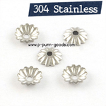 ฝาครอบลูกปัดสแตนเลส 6มม. ดอกไม้ 12 กลีบ (Stainless Steel)