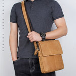 GT-1066B กระเป๋าสะพายข้าง หนังนุบัค สีน้ำตาล