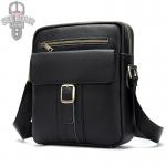 OP-8512 กระเป๋าสะพายข้าง หนังแท้ สีดำ