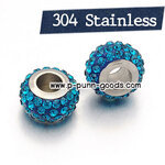 ลูกปัดประดับพลอยเทียม (Polymer Clay European Bead), แกนสแตนเลส 11x7.5 มม.