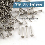 ก้านต่างหูสแตนเลส 12x3 ก้าน0.7 มม. (316 Stainless Steel)