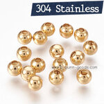 ลูกปัดสแตนเลส เม็ดกลม 5 มม. - สีทอง (Stainless Steel)