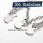 สร้อยข้อมือ Stainless Steel Cross Chain 3มม. จี้กีตาร์