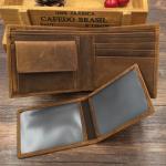 GC-1089 กระเป๋าสตางค์ หนังนูบัค ใบสั้น สีน้ำตาล