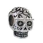 ลูกปัดหัวกะโหลก (Sugar Skull) 15x10มม. สีเงินโบราณ