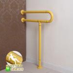 ราวห้องน้ำ รูปตัวP สีขาวยึดกับพื้น 1 ขา สีเหลือง