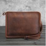 GT-5072 กระเป๋าสะพายข้างกึ่งคลัช หนังแท้ สีน้ำตาลเข้ม