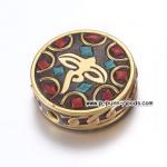 ลูกปัดอินโดนีเซีย 21.5 มม. ลูกปัดโอม (Handmade Indonesia Beads)