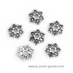 ฝาครอบลูกปัด ดอกไม้ 8มม. (แพ็ค 5 ชิ้น) สีเงินโบราณ