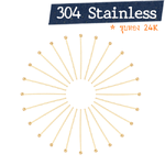 บอลพินสแตนเลส 25 มม.-ชุบทอง 24K [แพ็ค 10 ชิ้น] ก้าน 0.6มม.