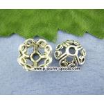 ฝาครอบลูกปัด ลายดอกไม้ 10มม. สีเงินโบราณ