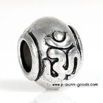 ลูกปัดอักษรโอม 14x13มม. สีเงินโบราณ