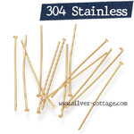 เฮดพิน สแตนเลส - สีทอง 40มม. [10 ชิ้น] ก้าน 0.7มม.