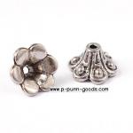 ฝาครอบลูกปัด 9มม. สีเงินโบราณ