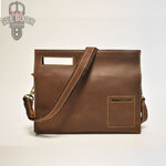 GT-9011 กระเป๋าคลัชท์ สะพายข้าง หนังนูบัค สีน้ำตาล