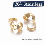 ตัวปิดปมสแตนเลส-สีทอง 9x3.8 มม - ชุบทอง 24K (Stainless Steel)