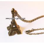 สร้อยโซ่ จี้หอไอเฟล สีทองเหลืองโบราณ 24"