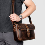 GT-1062R กระเป๋าสะพายข้าง หนังนูบัค สีน้ำตาล