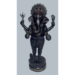 พระพิฆเนศวร (ขนาดบูชารมดำ, ปางยืน) Ganesha. (altar statue, black plated, standing posture) SKU-03768