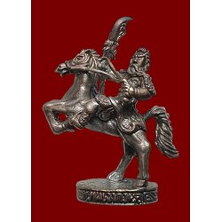 เทพเจ้ากวนอูทรงม้าศึก (เนื้อสัมฤทธิ์รมดำ) Guan Yu Riding Warhorse. (bronze material, black plate) SKU-03917