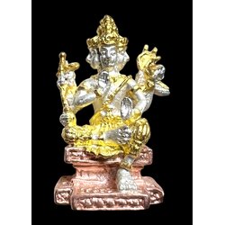 พระพรหม ลอยองค์ (พิมพ์เล็ก, ชุบสามกษัตริย์พ่นทราย) Brahma statue. (small size, sandblasted 3K plated) SKU-01842