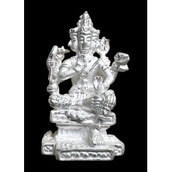 พระพรหม ลอยองค์ (พิมพ์เล็ก, ชุบเงินพ่นทราย) Brahma statue. (small size, sandblasted silver plated) SKU-01846