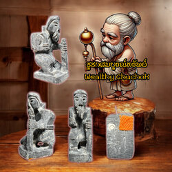 ชูชกสมบูรณ์ทรัพย์ (เขาควายแกะ) Wealthy Chuchok (Carved Buffalo horn). SKU-01517