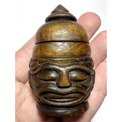 ตลับสีผึ้งท้าวเวสสุวรรณ (แกะจากเขาควายเผือก) / Vessavana’s Head Wax Cassette (Carved From Thundered Albinism Horn) SKU-02334