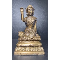 นางกวัก (ขนาดบูชา: สูง 6 นิ้ว x กว้าง 3 นิ้ว, เนื้อโลหะ,รมมันปู) Nang Kwak. (altar statue: height 6 inches x width 3 inches, metal material, brown plated) SKU-02036