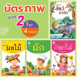 Book World Flash Card บัตรภาพชุดที่ 2 สัตว์น่ารัก, ผลไม้น่ากิน, ผักแสนอร่อย, ดอกไม้แสนสวย (1 ชุด มี 4 กล่อง)
