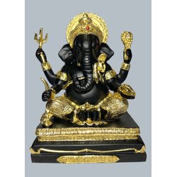 พระพิฆเนศวร (ขนาดบูชาปิดทอง, ปางนั่งประทานพร) Ganesha. (altar statue, gilded version, seated in bestowing blessings posture) SKU-03769