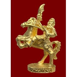 เทพเจ้ากวนอูทรงม้าศึก (เนื้อสัมฤทธิ์ชุบทอง) Guan Yu Riding Warhorse. (bronze material, gold plate) SKU-03916