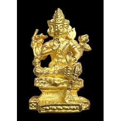 พระพรหม ลอยองค์ (พิมพ์เล็ก, ชุบทองพ่นทราย) Brahma statue. (small size, sandblasted gold plated) SKU-01843