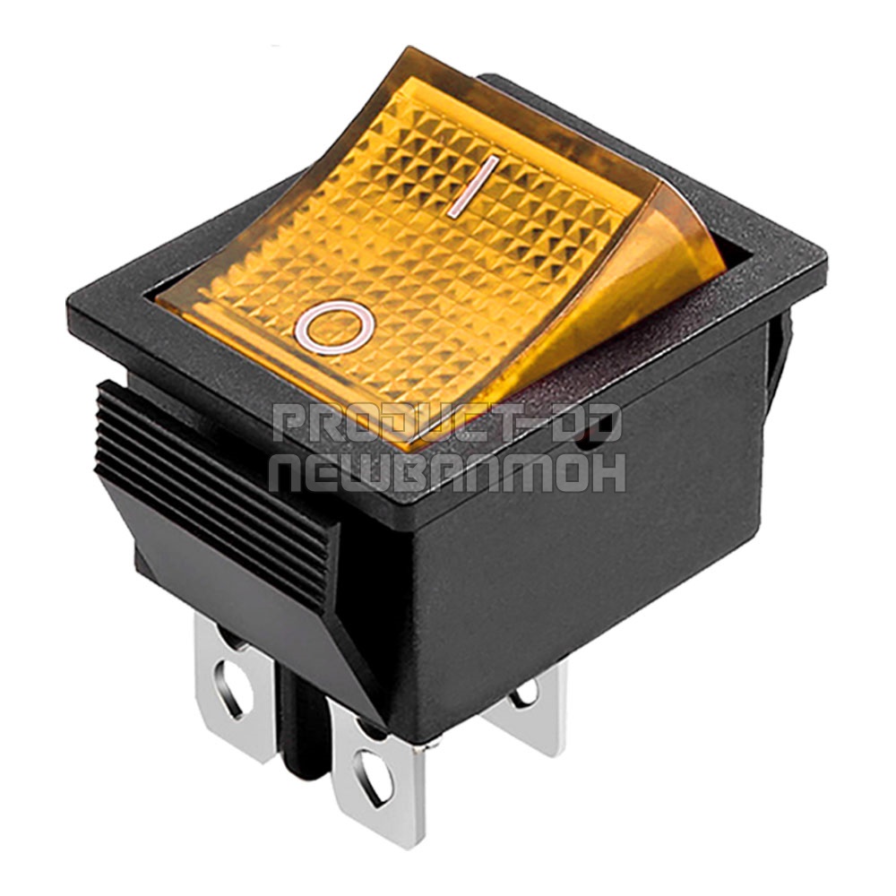 KCD4 สวิตช์กระดก ON-OFF (l-O) 4 ขา สีส้มมีไฟ 20A 12V DC