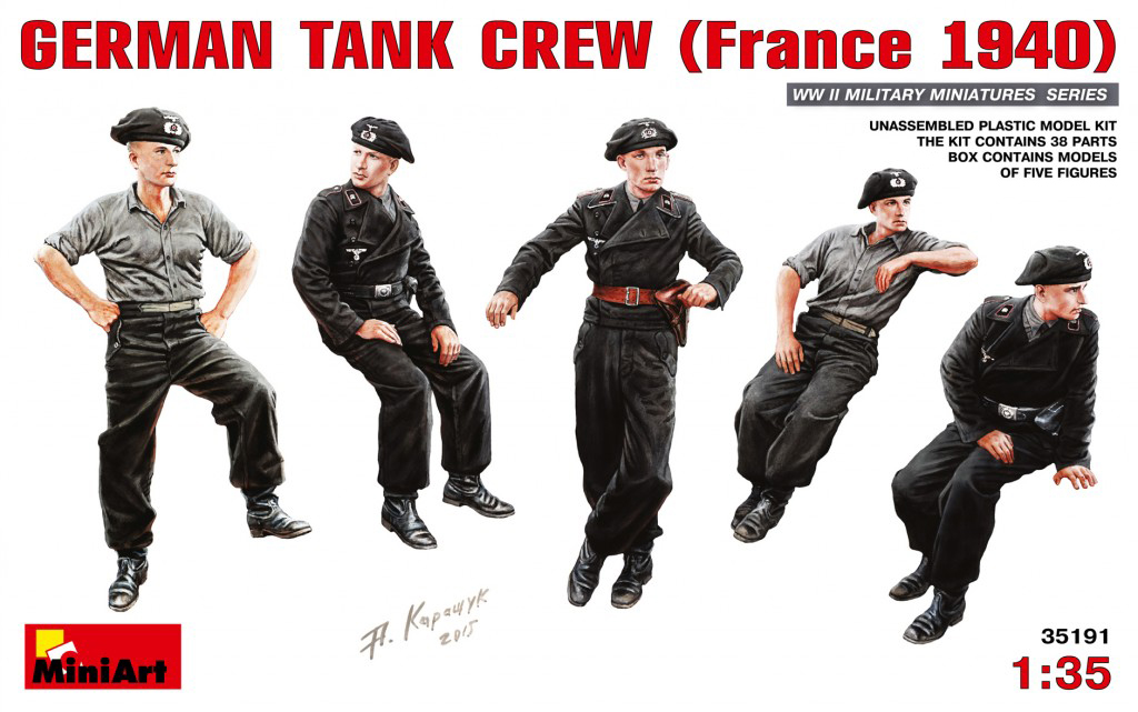 โมเดลฟิกเกอร์ทหาร MiniArt ขนาด 1/35 MI35191 German Tank Crew (France 1940)