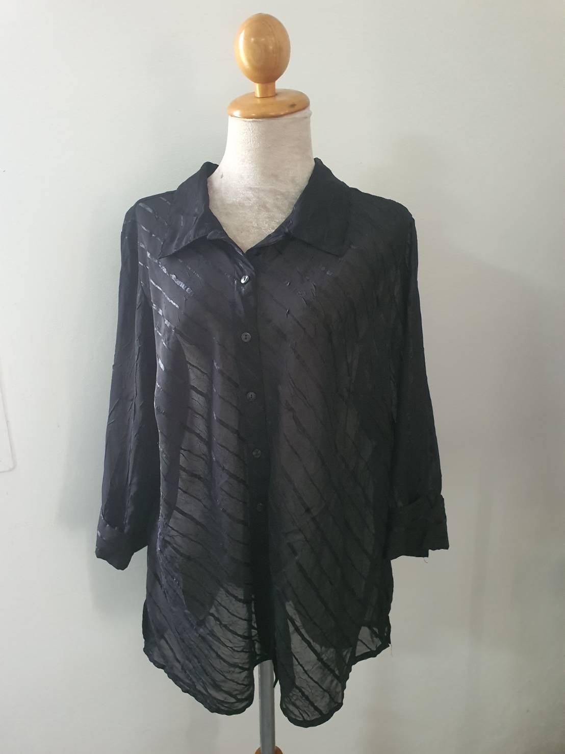 FF06466 เสื้อผ้ามือสอง สีดำ ชีฟอง studio 1940 อก free-50 นิ้ว