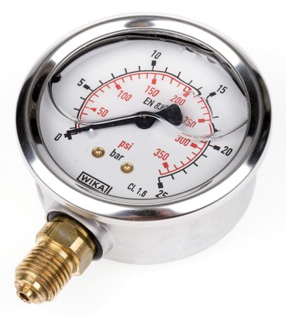 WIKA : Glycerine oil-filled type Pressure Gauge:0-25 BAR/0-350PSI