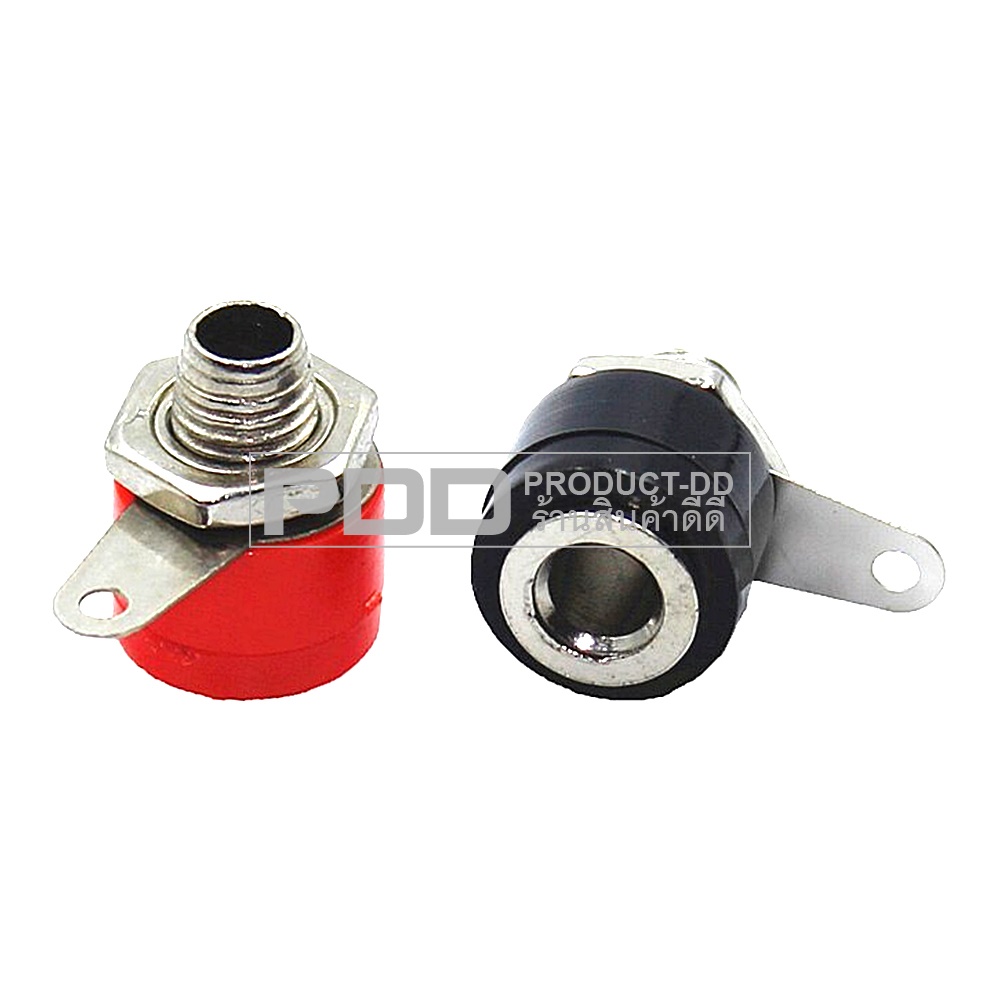 (แพค 1 คู่) บานาน่าแจ๊ค 4 mm ตัวเมียแบบเดี่ยว ขนาด 1.1x1.6 cm สีดำ-แดง สำหรับยึดแท่น