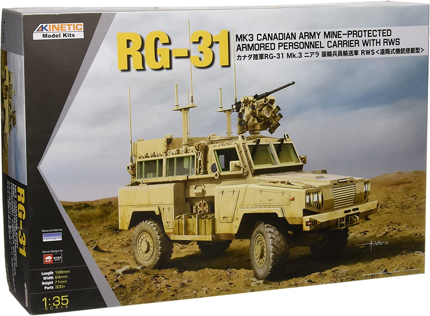 โมเดลรถหุ้มเกราะ Kinetic Model 1/35 KI-K61010 RG-31 RG-31 Mk3 Canadian Army Mine-Protected Armored Personnel Carrier With RWS