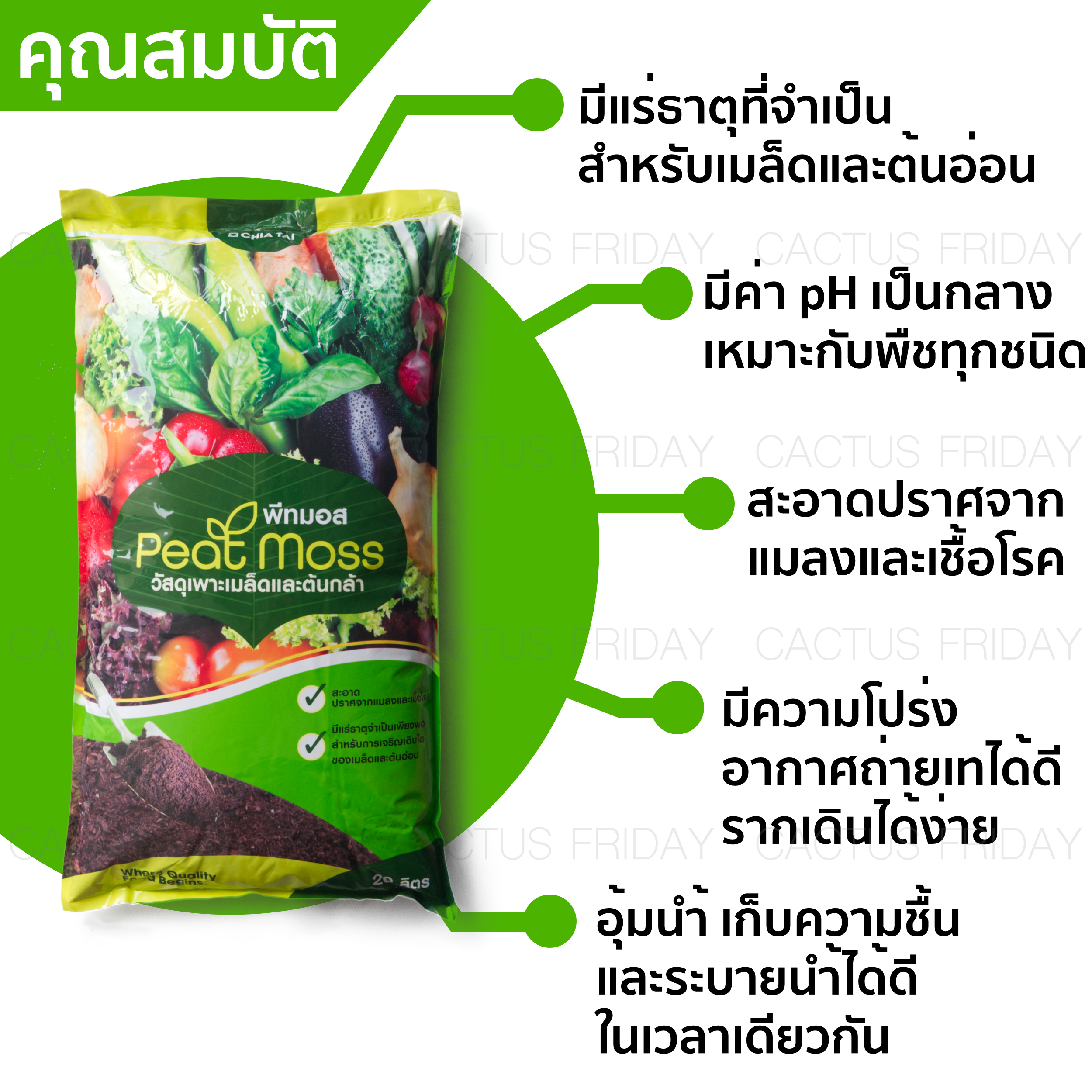Peat Moss (พีทมอส) เจียไต๋ 20 ลิตร