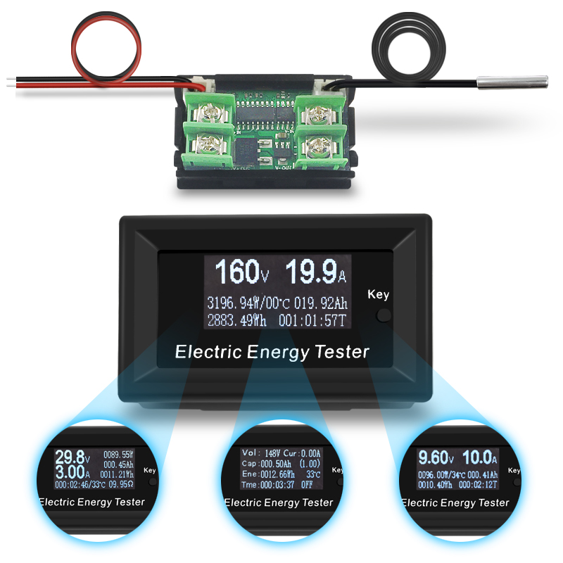 เครื่องวัดไฟฟ้า Electric Energy Tester DC 150V/20A 3KW Digital voltmeter ammeter power supply voltage meters detector wattmeter volt current capacity tester indicator
