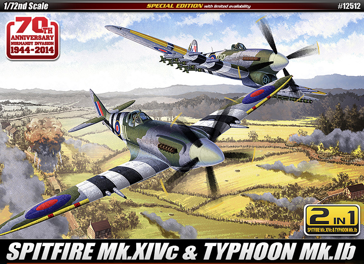 โมเดลเครื่องบินจำลอง Academy ขนาด 1/72 AC12512 SPITFIRE MK.14C & TYPHOON MK.IB