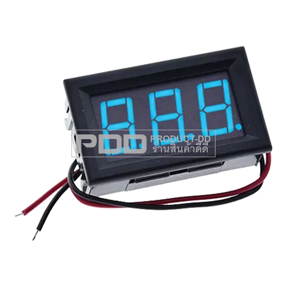 โวลต์มิเตอร์ดิจิตอล วัดแรงดัน Volt Meter ตัวเลขสีน้ำเงิน สองสาย DC 4.5V-30V ตัวเลข 0.56 นิ้ว