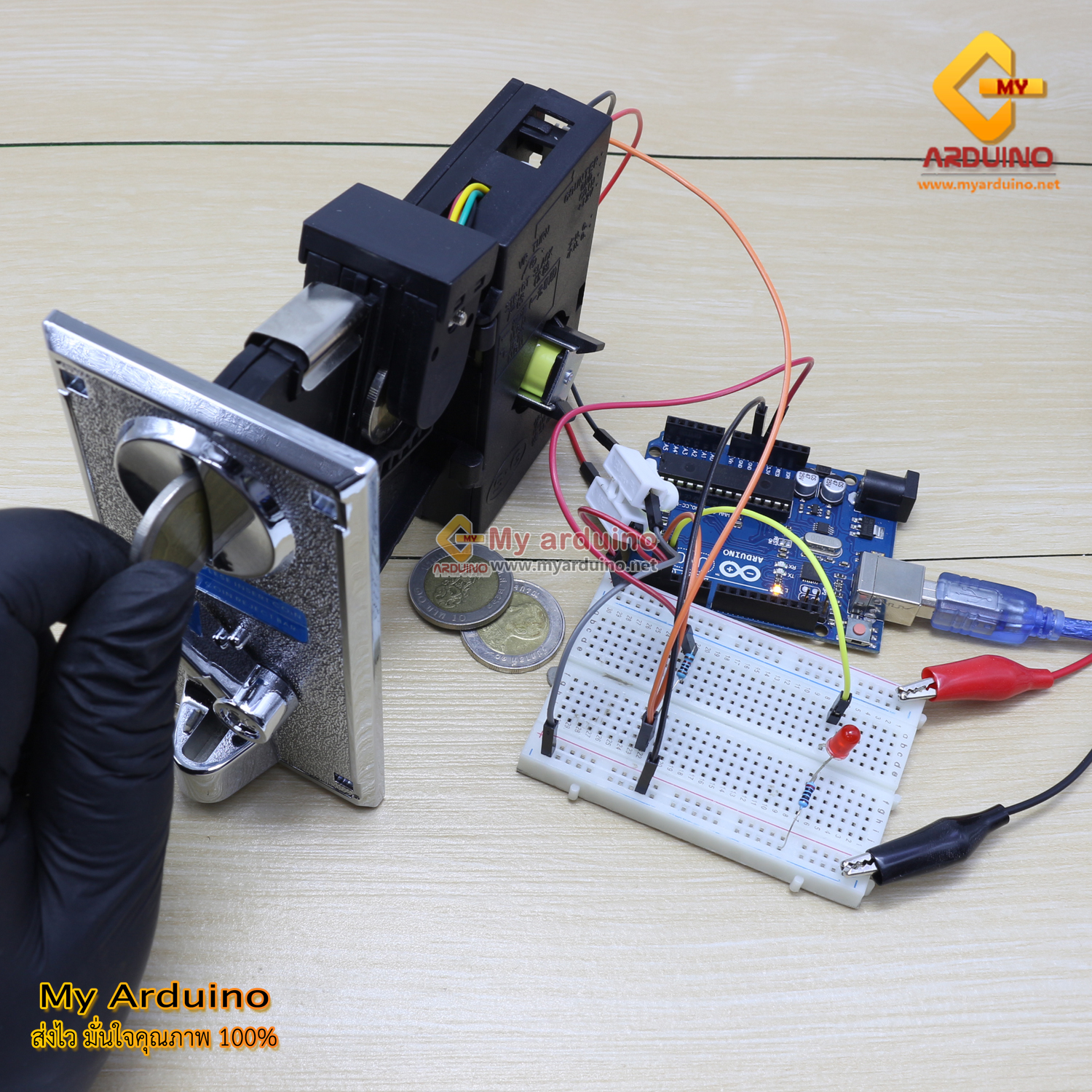 สอนใช้งาน Arduino Coin Validator เครื่องรับเหรียญ เครื่องหยอดเหรียญ ...