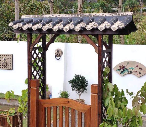 หลังคากระเบื้องแบบจีน แบบเกาหลี แบบญี่ปุ่น ลายคลาสสิก สำหรับตกแต่งสถานที่ต่างๆ Chinese Korean Japanese Tile Decoration Double Dragons Creative Tile Decoration