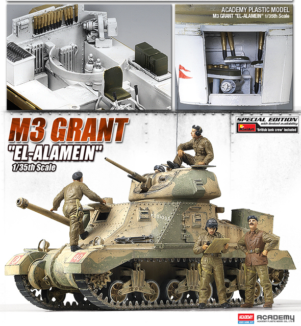 โมเดลรถถัง Academy ขนาด 1/35 AC13228 M3 Grant "EL Alamein"