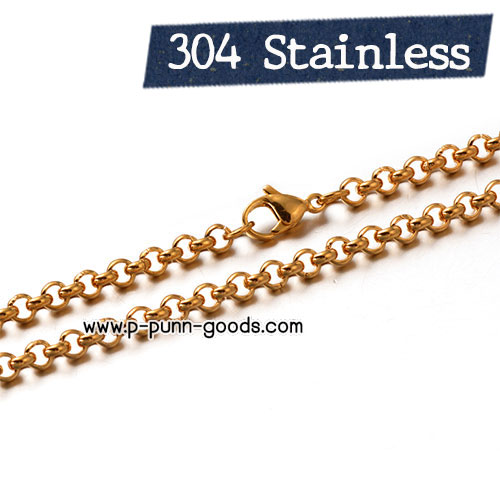 สร้อยคอ Stainless Steel Rolo Chain สีทอง 4มม. 18 นิ้ว