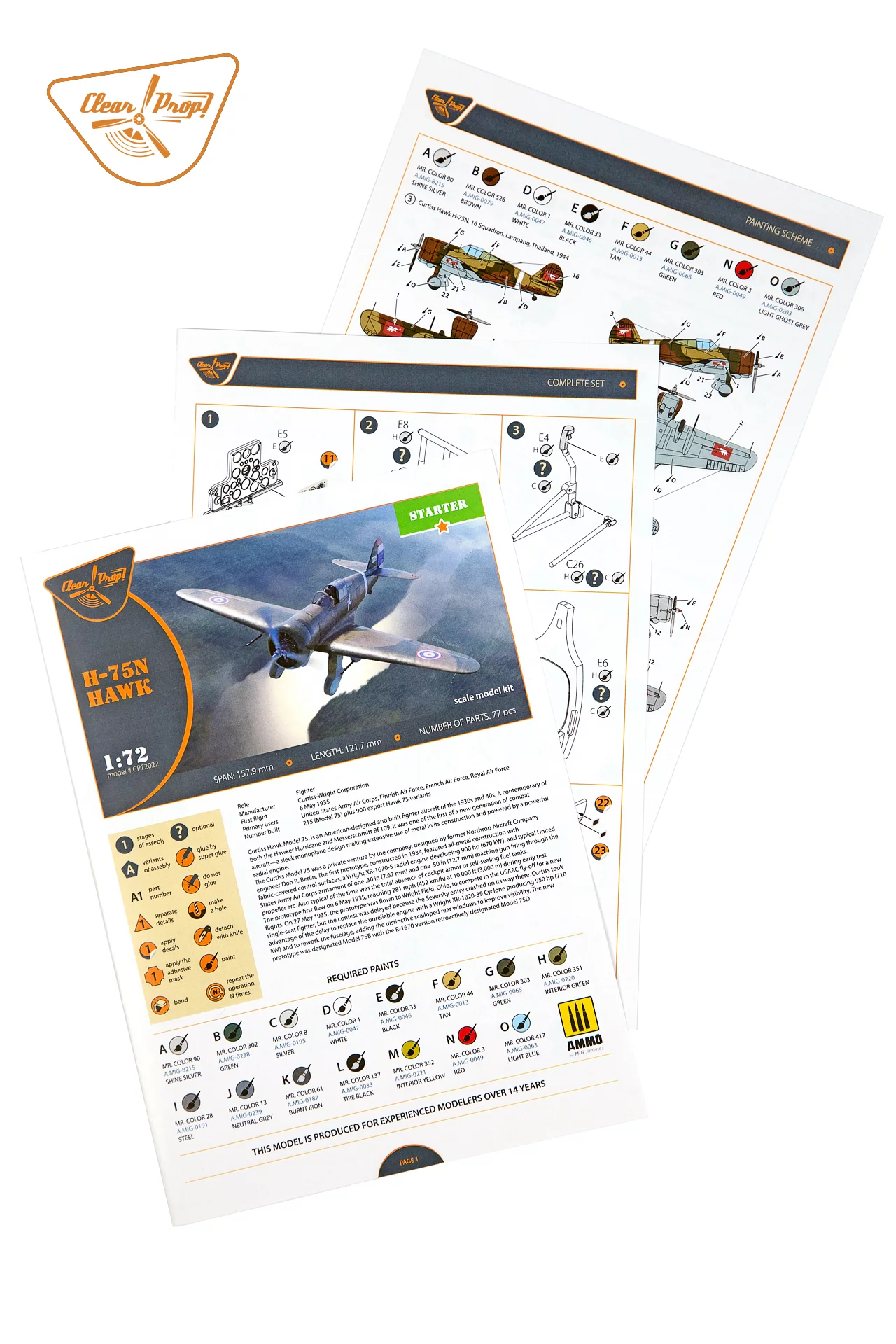 โมเดลเครื่องบิน Clear Prop Models 1/72 CP72022 H-75N Hawk