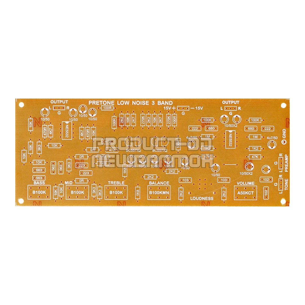 แผ่นปริ้นท์เปล่า DIY วงจรปรี-โทนคอนโทรล 3 ทาง ขนาด 6.5x16.5 ซม.