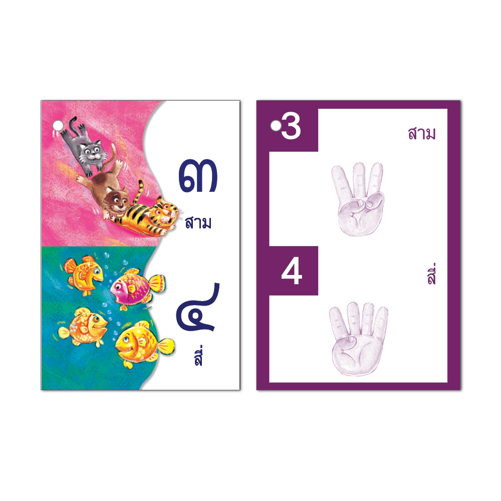 Book World Flash Card บัตรคำหัดอ่าน ก.ไก่ แถมห่วงคล้องบัตรคำ เรียนรู้พยัญชนะ ก-ฮ ตัวเลขไทย-อารบิก ๑-๑๐, 1-10